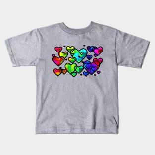 Hearts rainbow black Kids T-Shirt